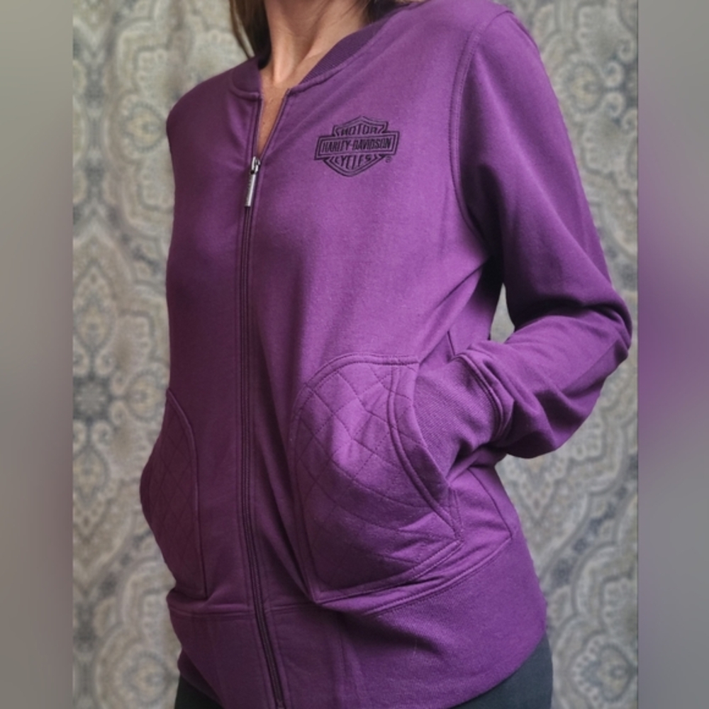 Size M Women's Harley-Davidson Purple Fleece Full-Zip Baseball Jacket